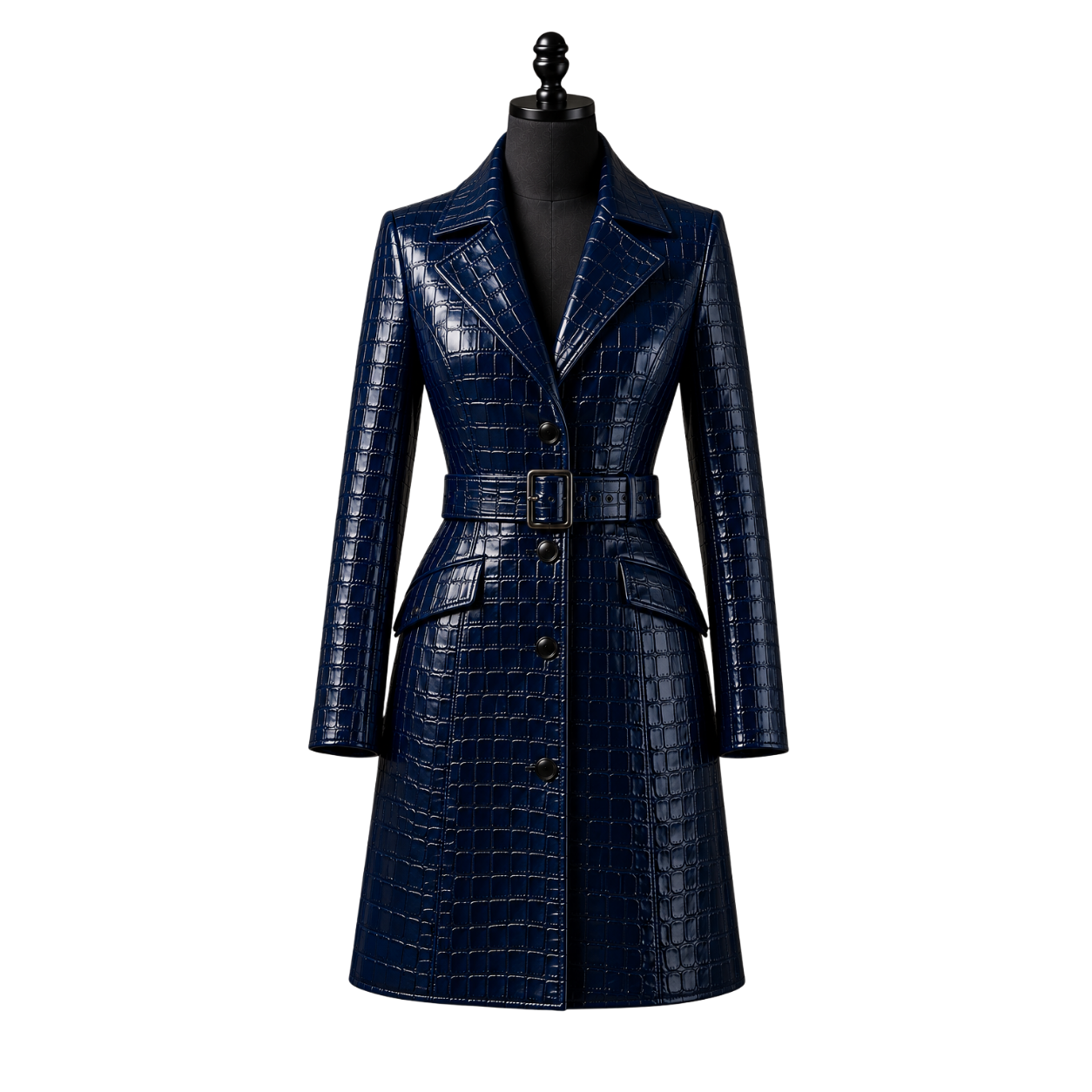 LA REINA CROCO LONG COAT | BLUE