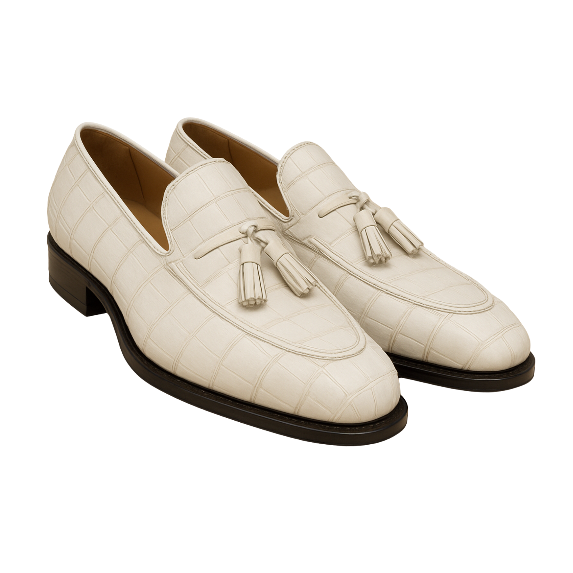 CHARLES TASSEL LOAFER | CROCO WHITE