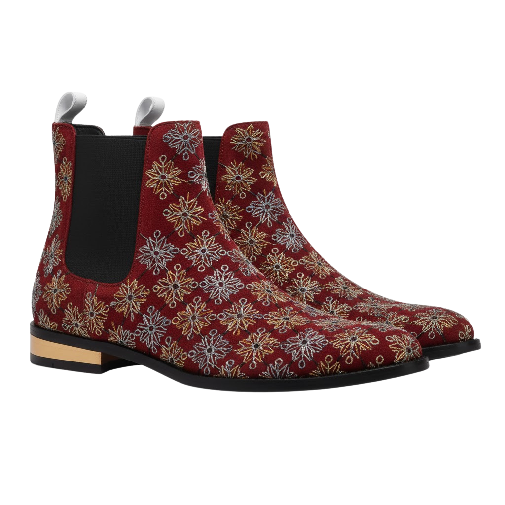 Roma Alta Embroidery Boot | Red