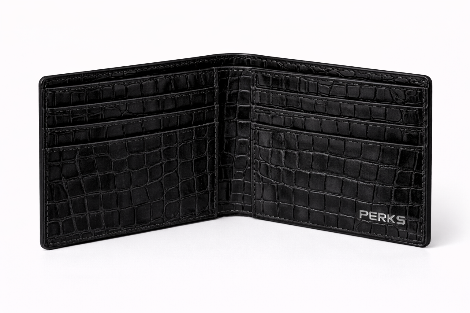 CROCO LEATHER WALLET | BLACK