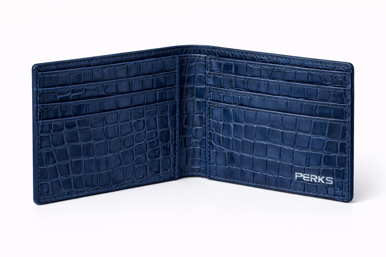 CROCO LEATHER WALLET | BLUE