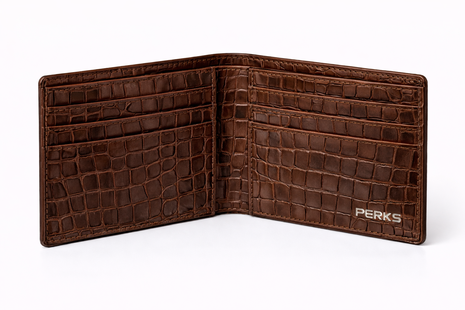 CROCO LEATHER WALLET | BROWN