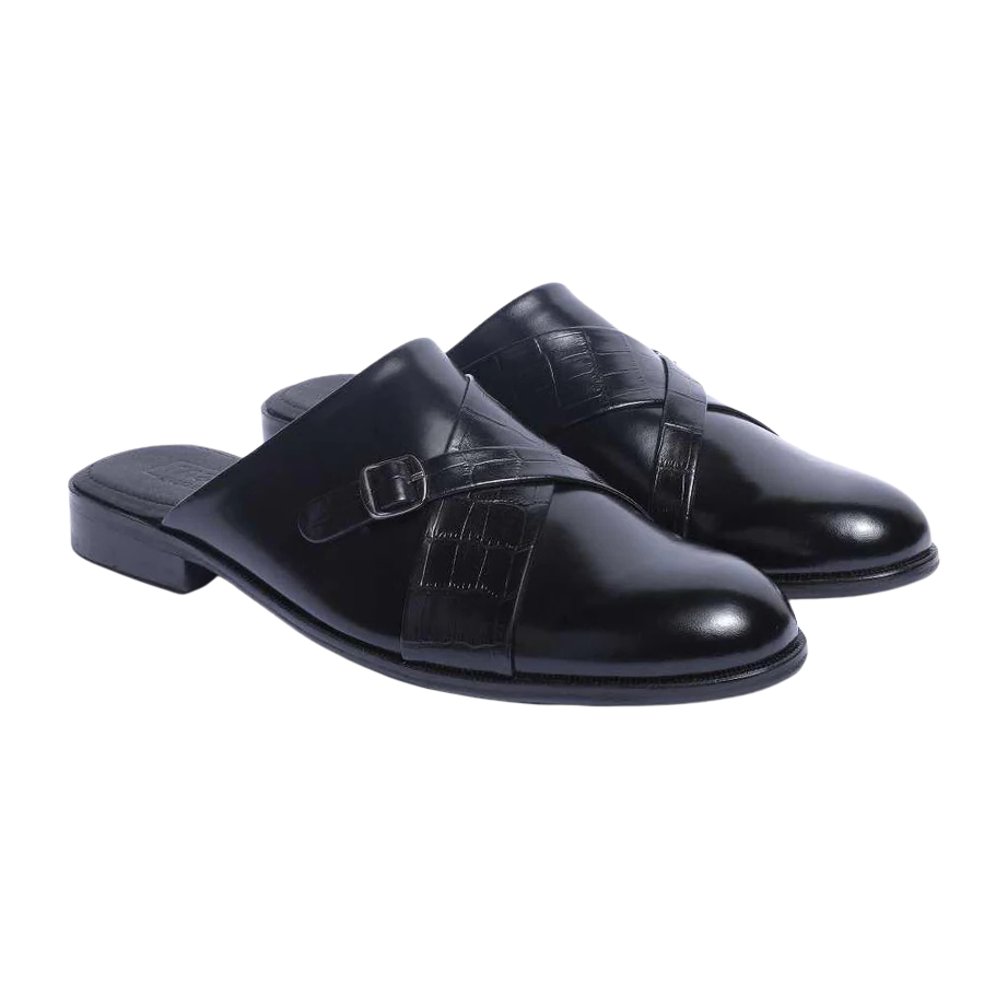 SOLOMONS EMBROIDERY MULE | BLACK