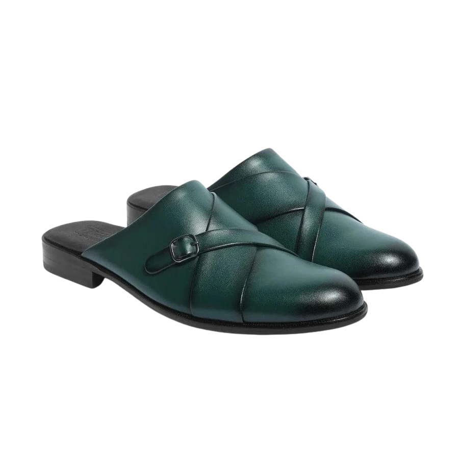 PACHO EMBROIDERY MULE | GREEN