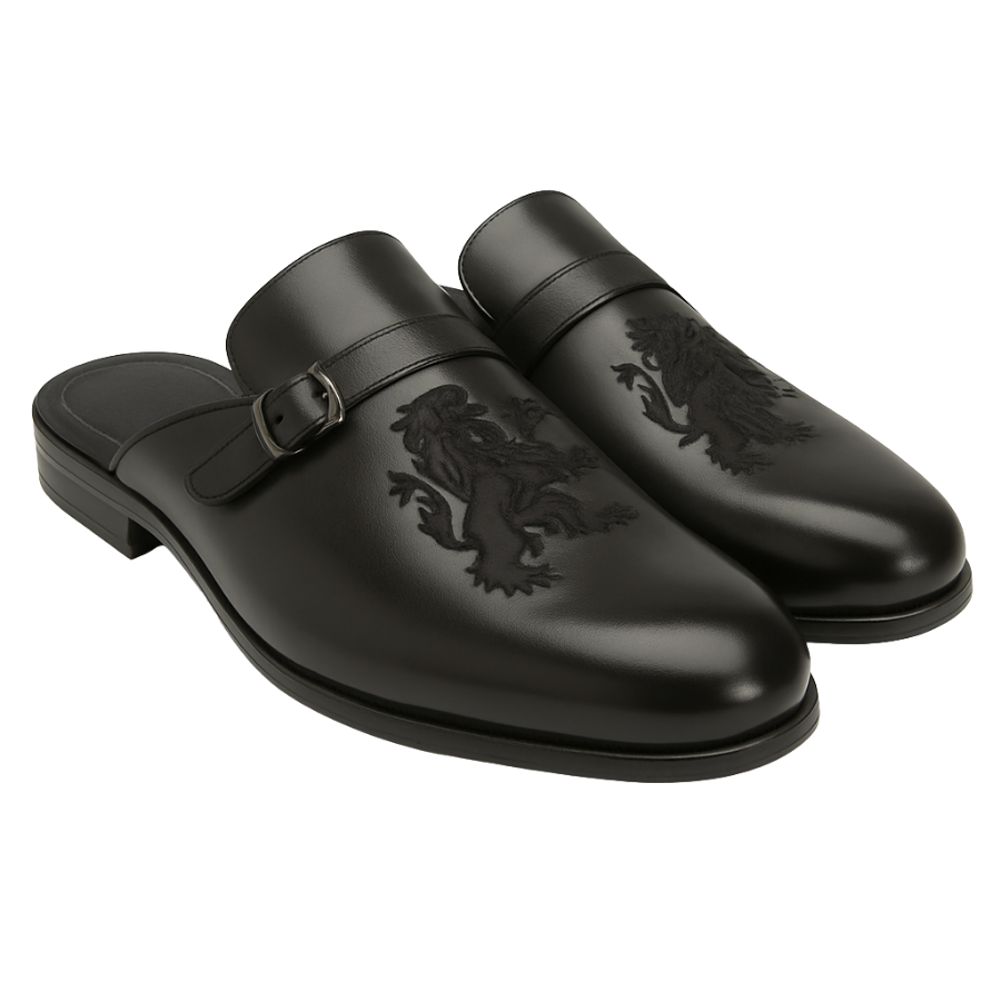 ARTHUR EMBROIDERY MULE | BLACK