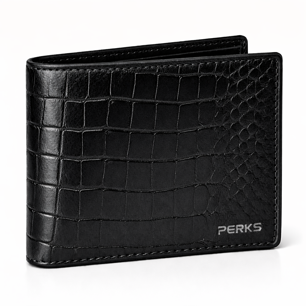 CROCO LEATHER WALLET | BLACK