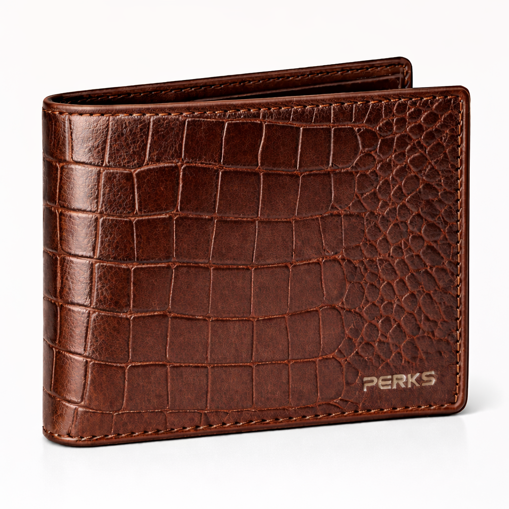 CROCO LEATHER WALLET | BROWN