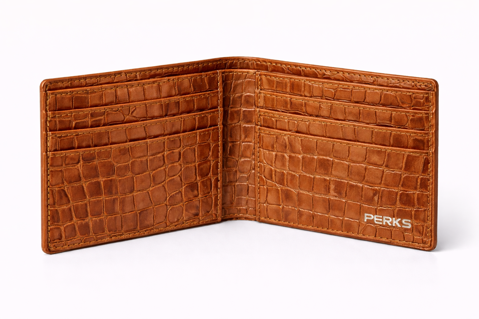 CROCO LEATHER WALLET | TAN