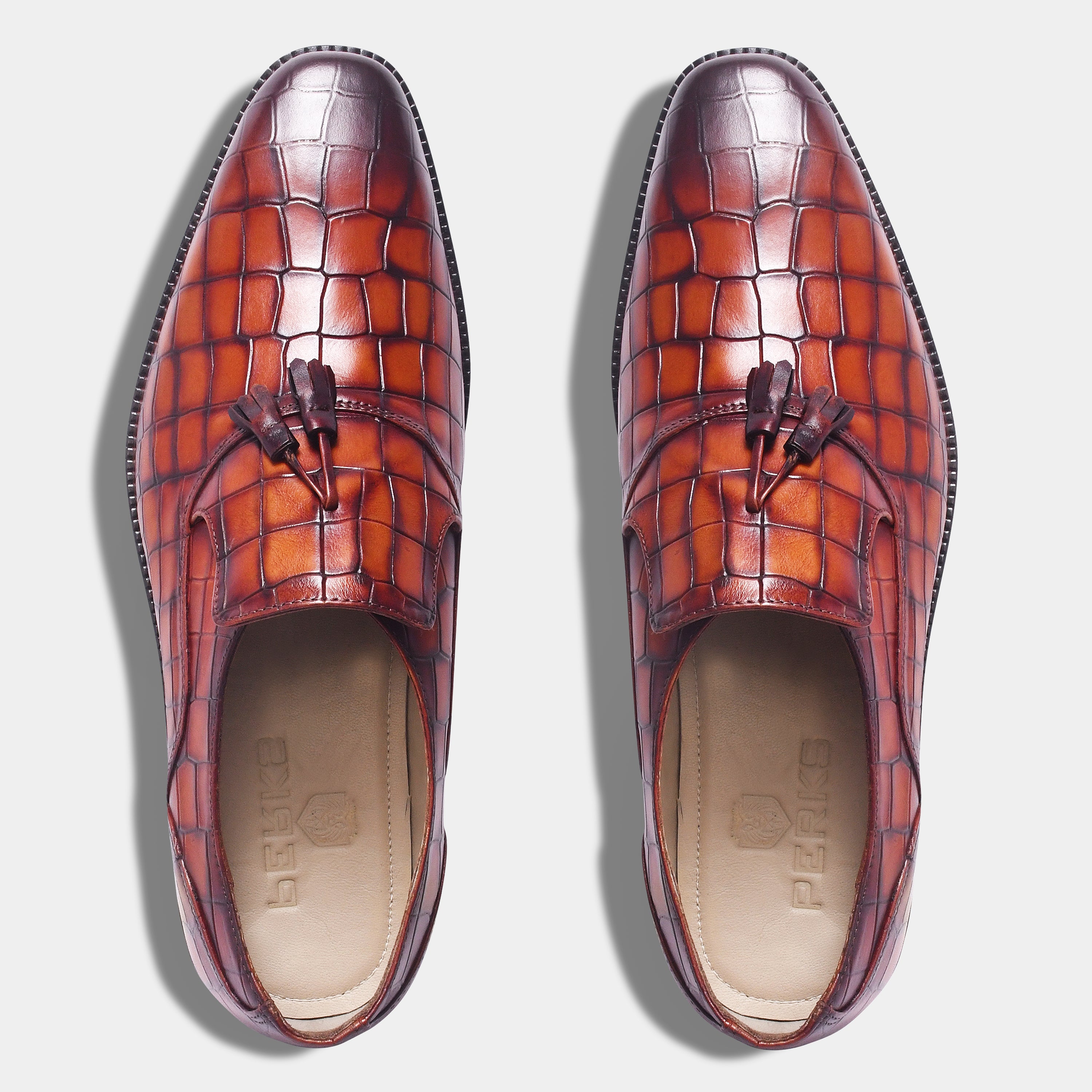 LUCAS CROCO TASSEL LOAFER | BROWN