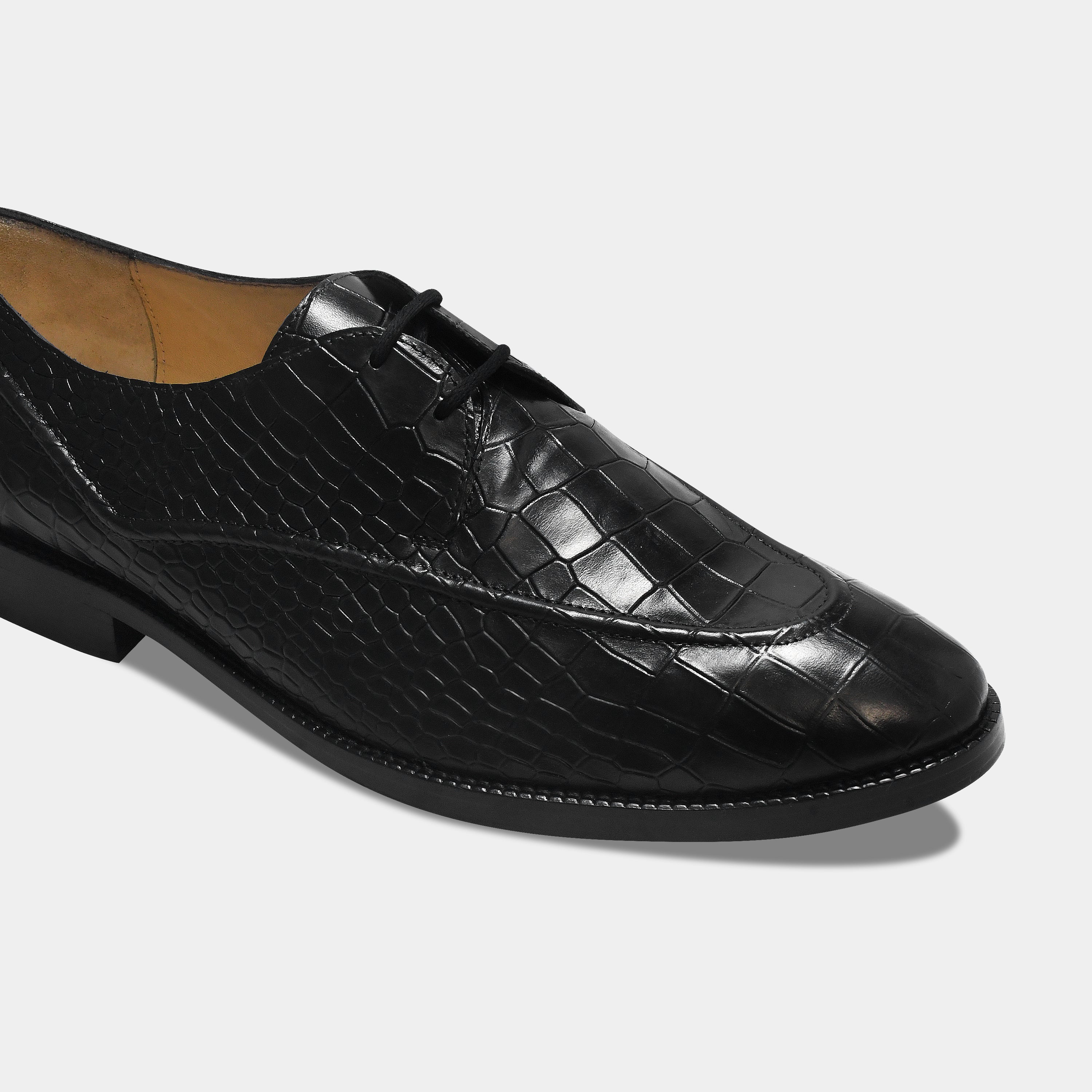 GILBERTO CROCO LACEUP | BLACK