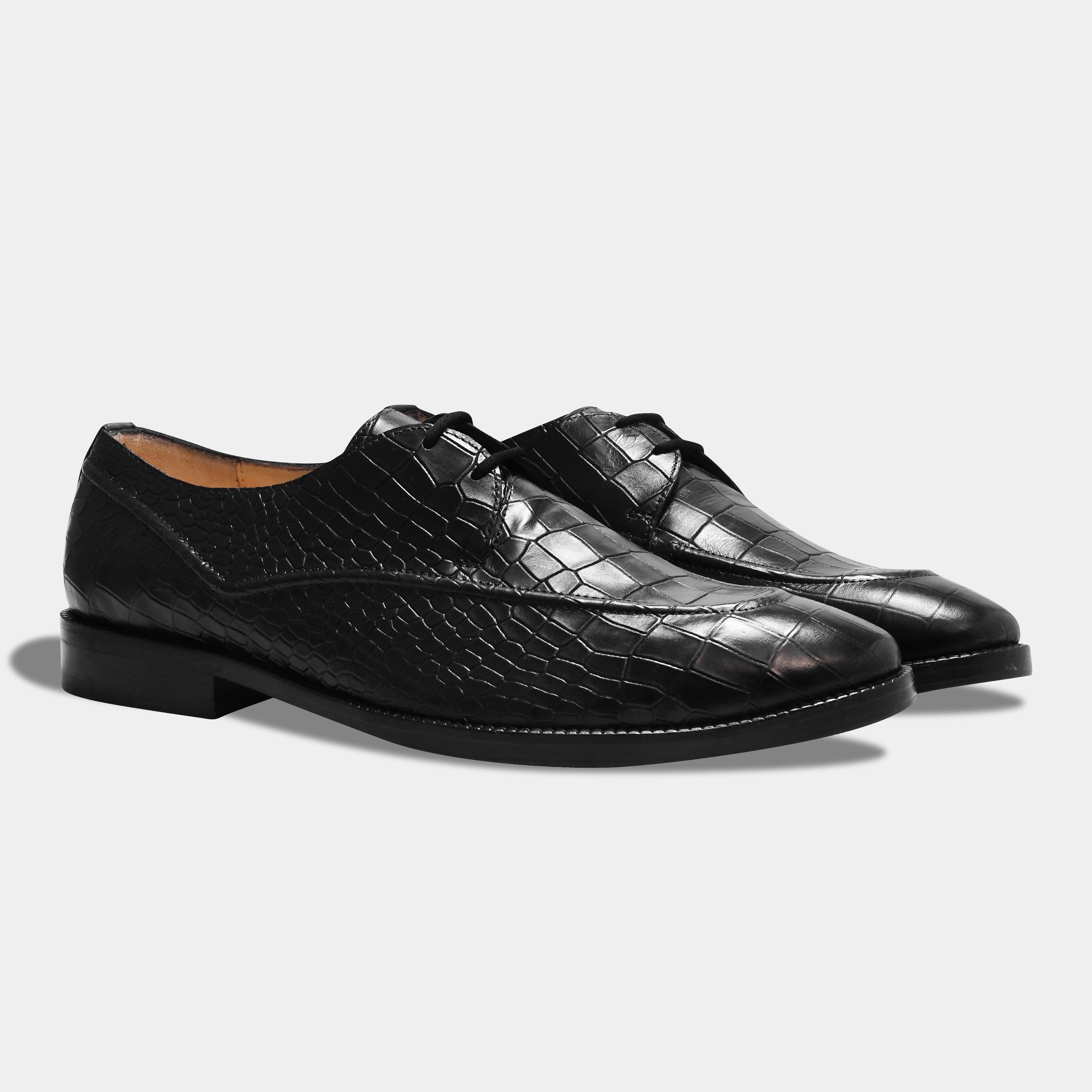 GILBERTO CROCO LACEUP | BLACK