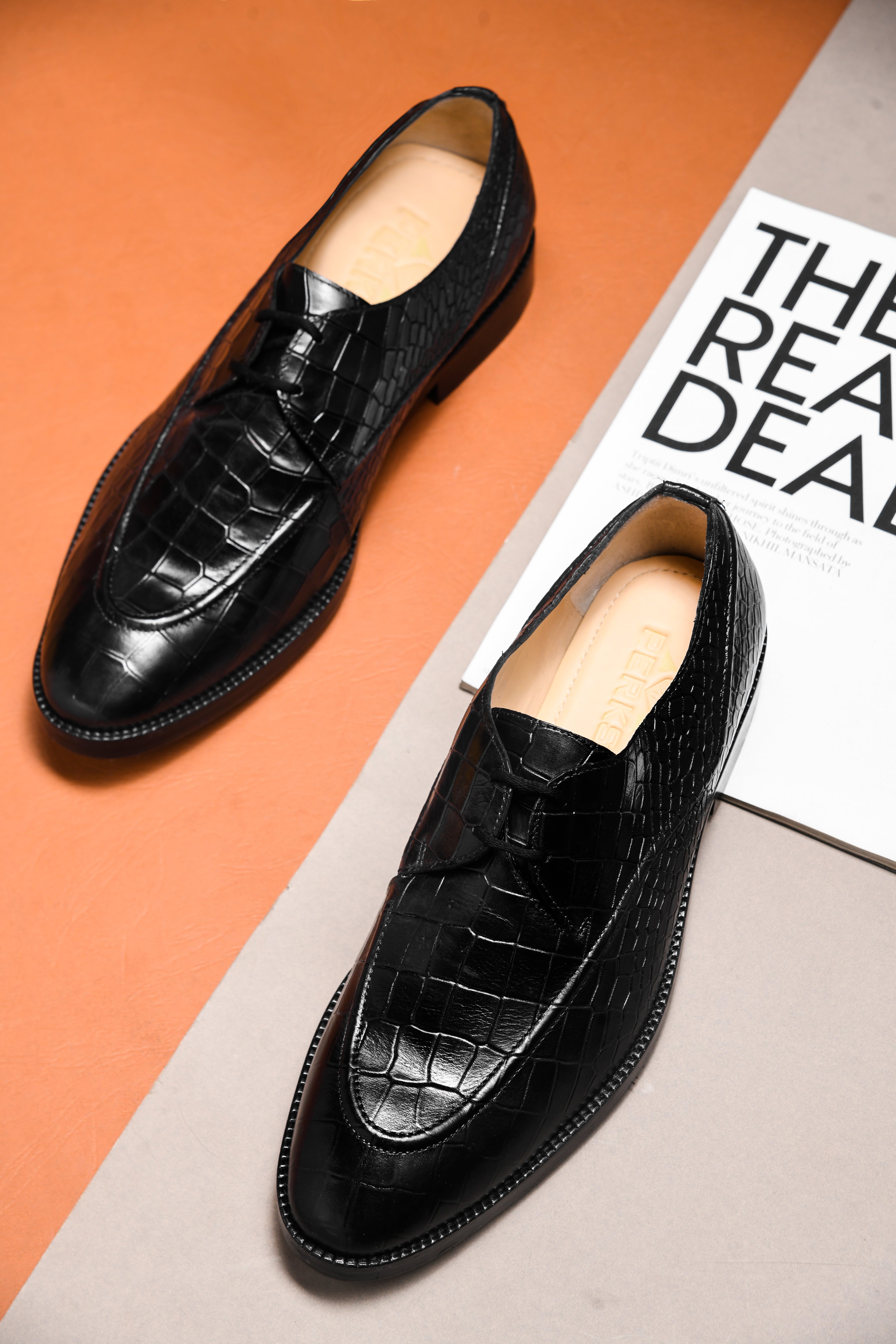 GILBERTO CROCO LACEUP | BLACK