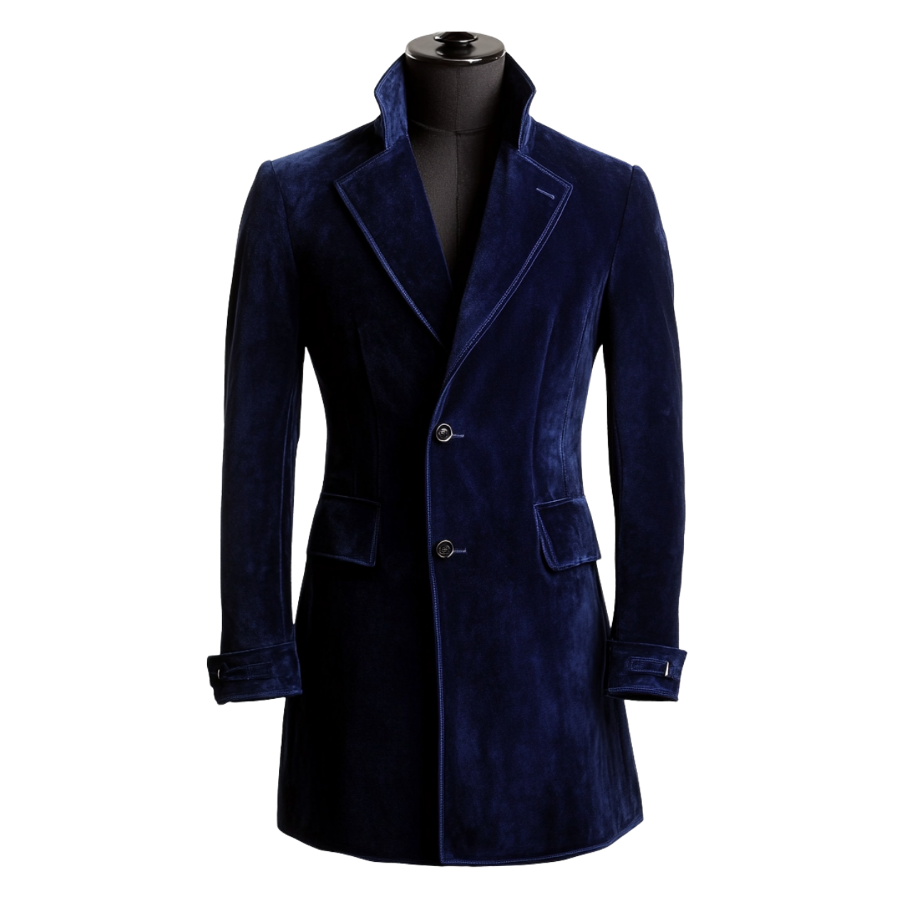 SHERLOCK SUEDE LONG COAT| BLUE