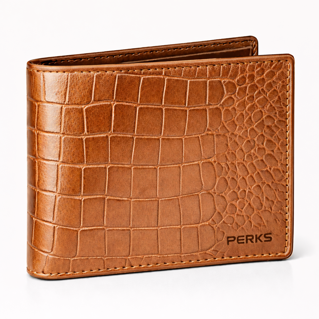 CROCO LEATHER WALLET | TAN