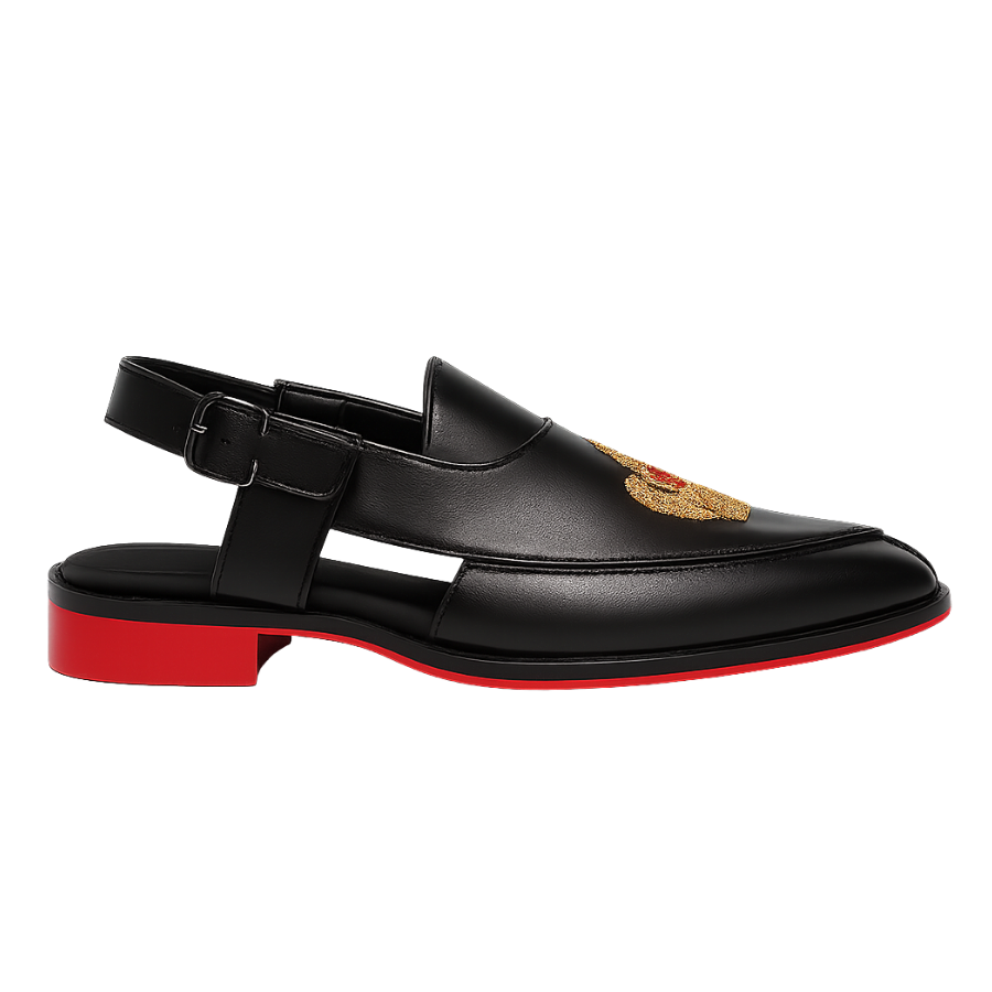 DEVIL EMBROIDERY SANDAL | BLACK