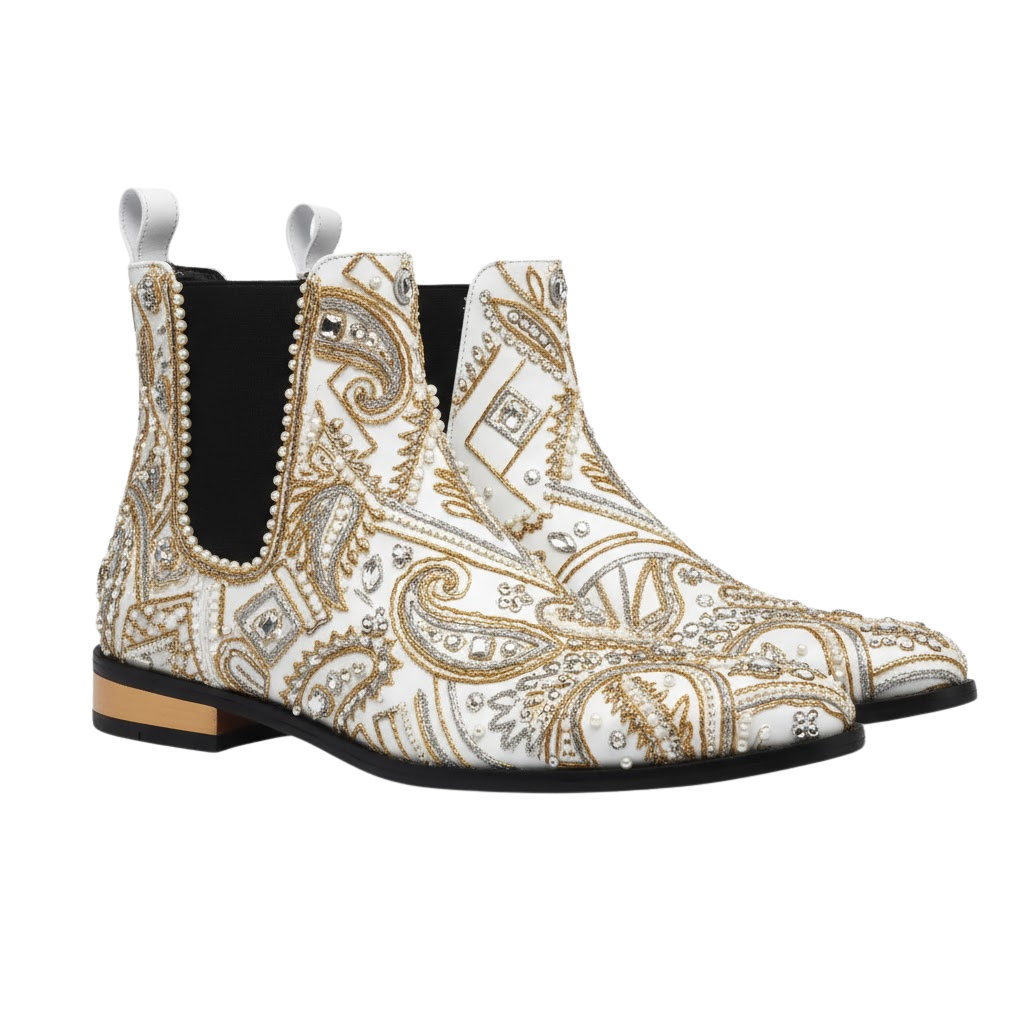 Lusso Embroidery Boot | White