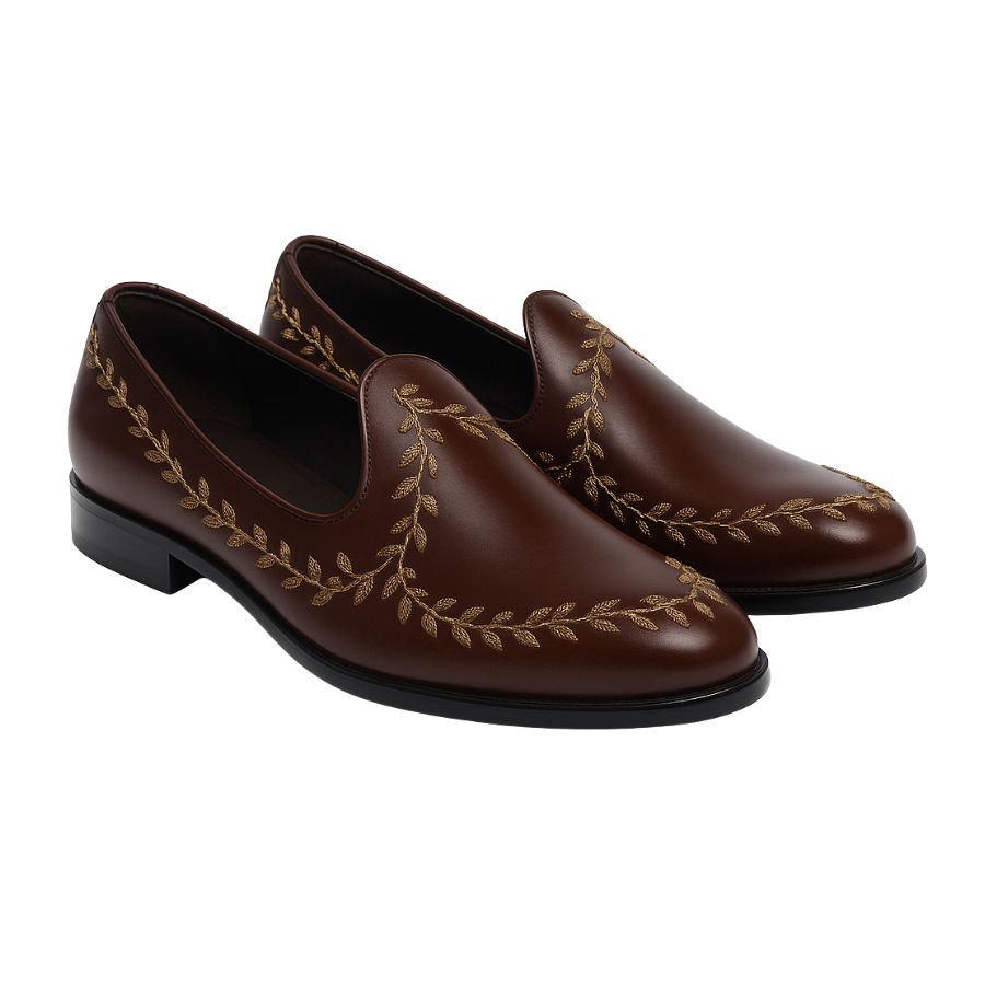 GILBERTO EMBROIDERY LOAFER | BROWN