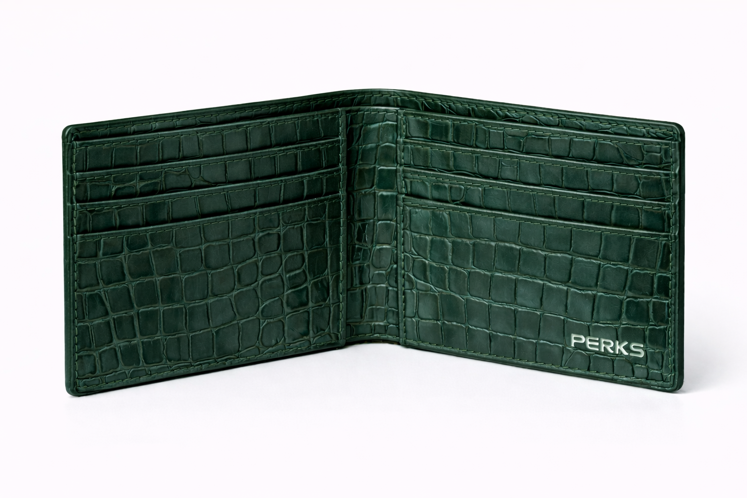 CROCO LEATHER WALLET | GREEN