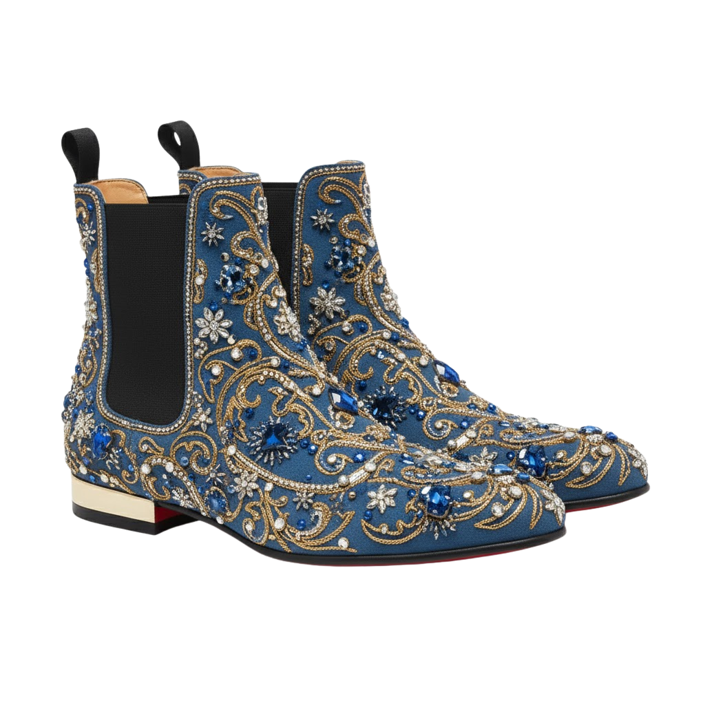 Lucciano Embroidery Boot | Blue