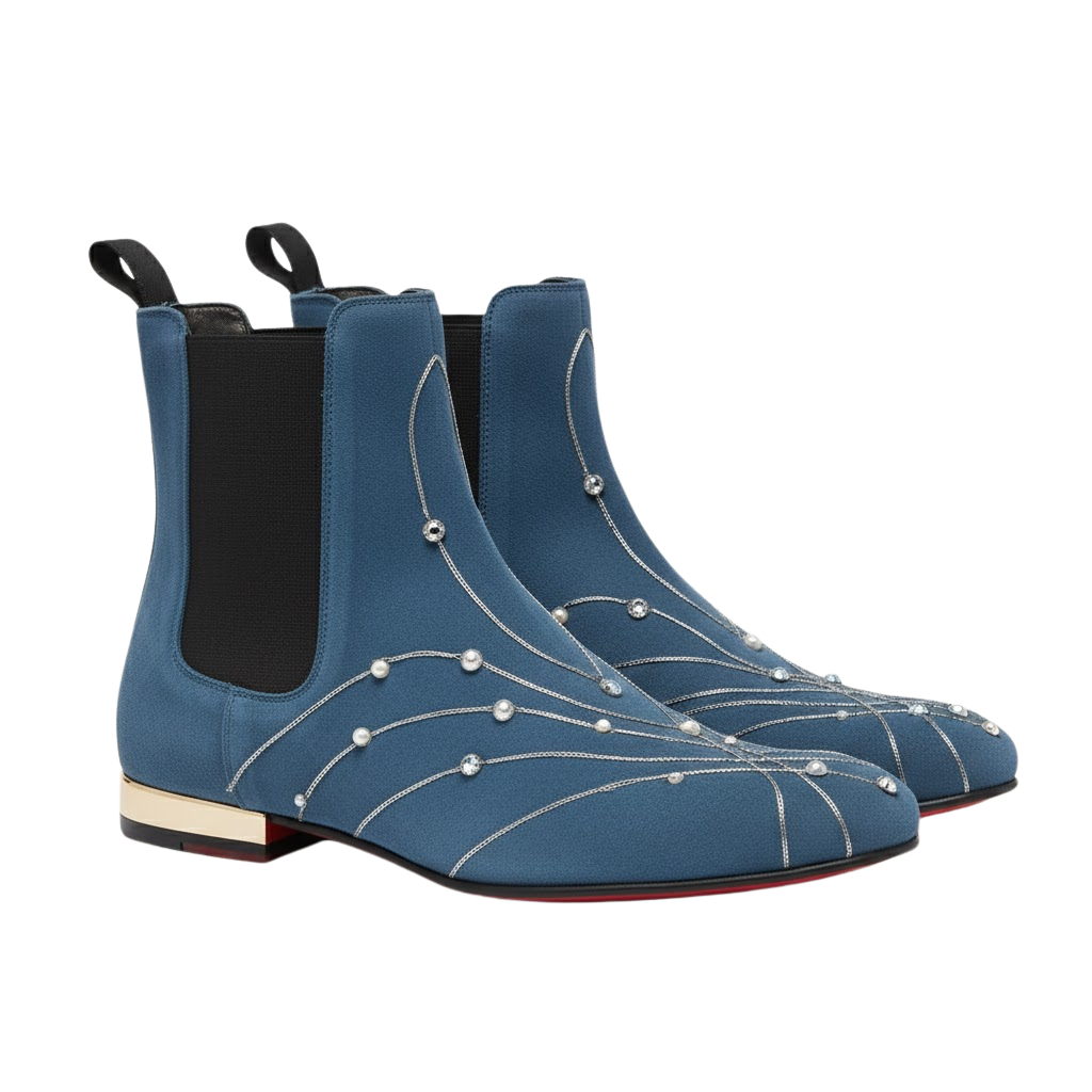 Velluto Embroidery Boot | Blue