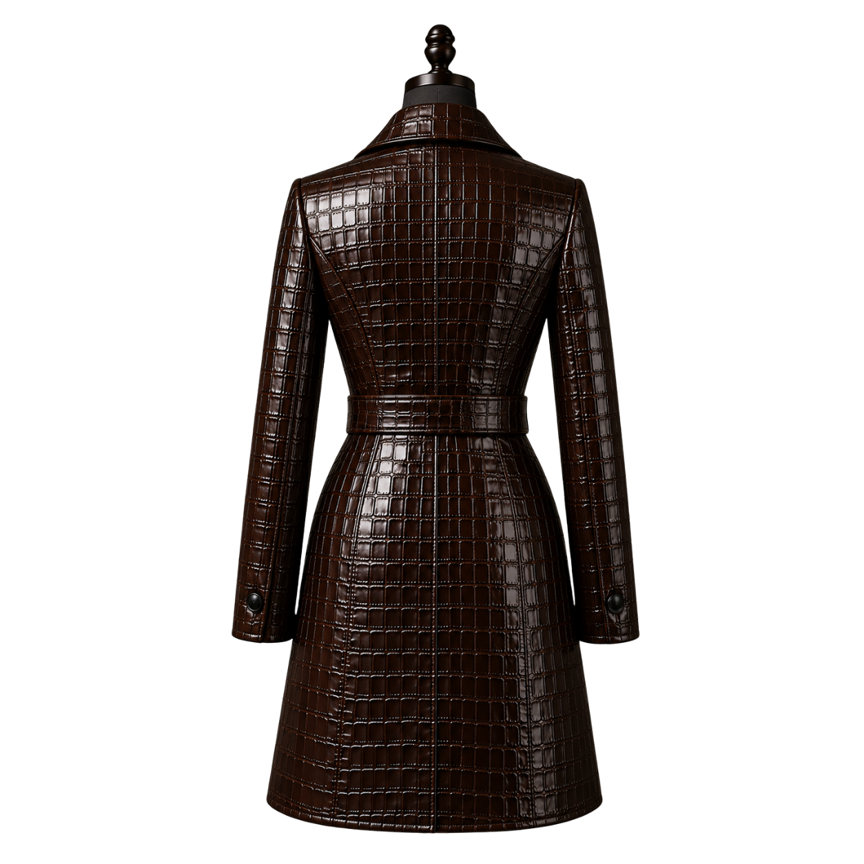 LA REINA CROCO LONG COAT | BROWN