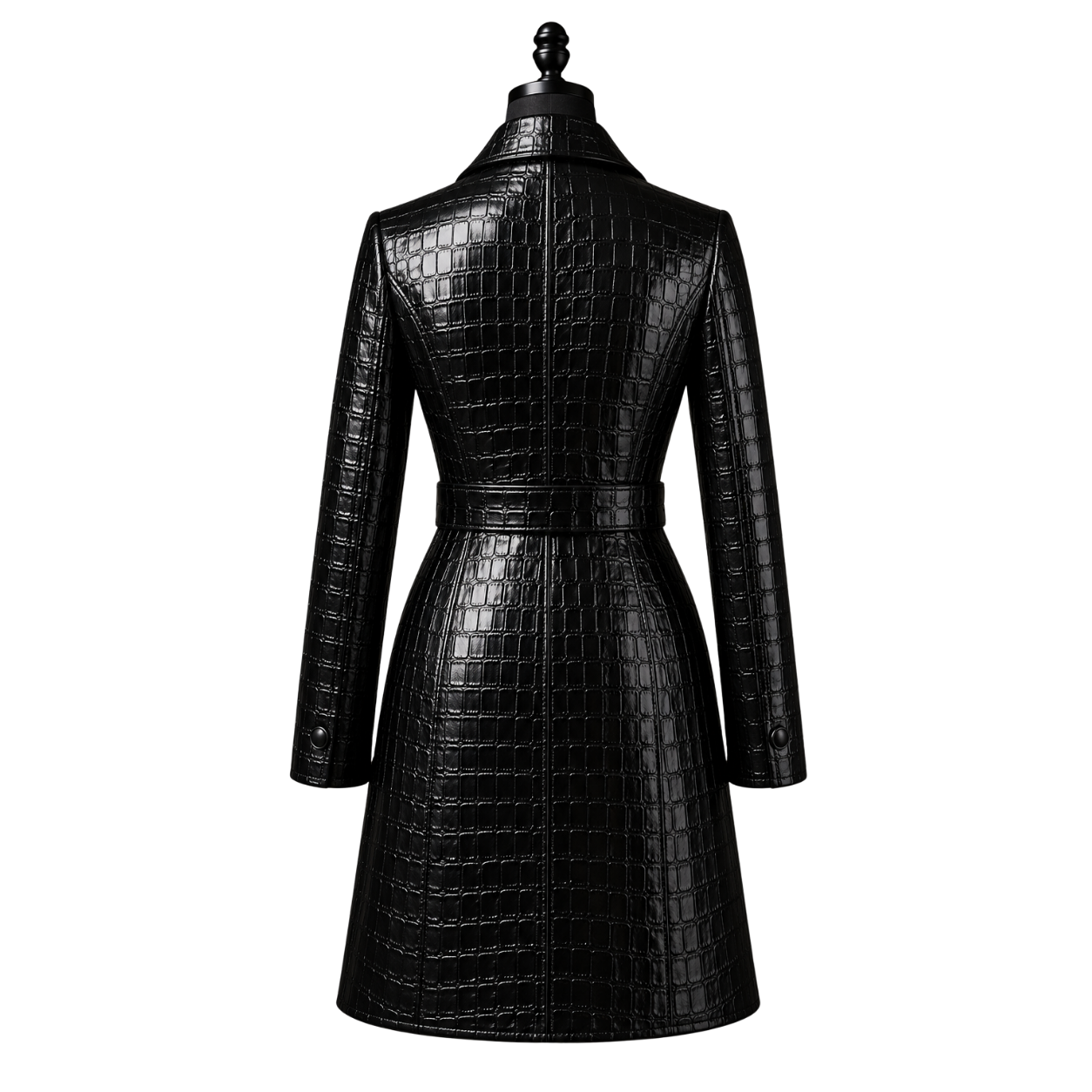 LA REINA CROCO LONG COAT | BLACK
