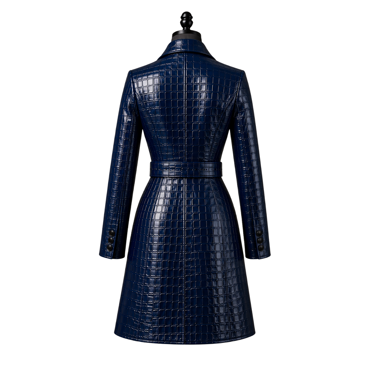 LA REINA CROCO LONG COAT | BLUE