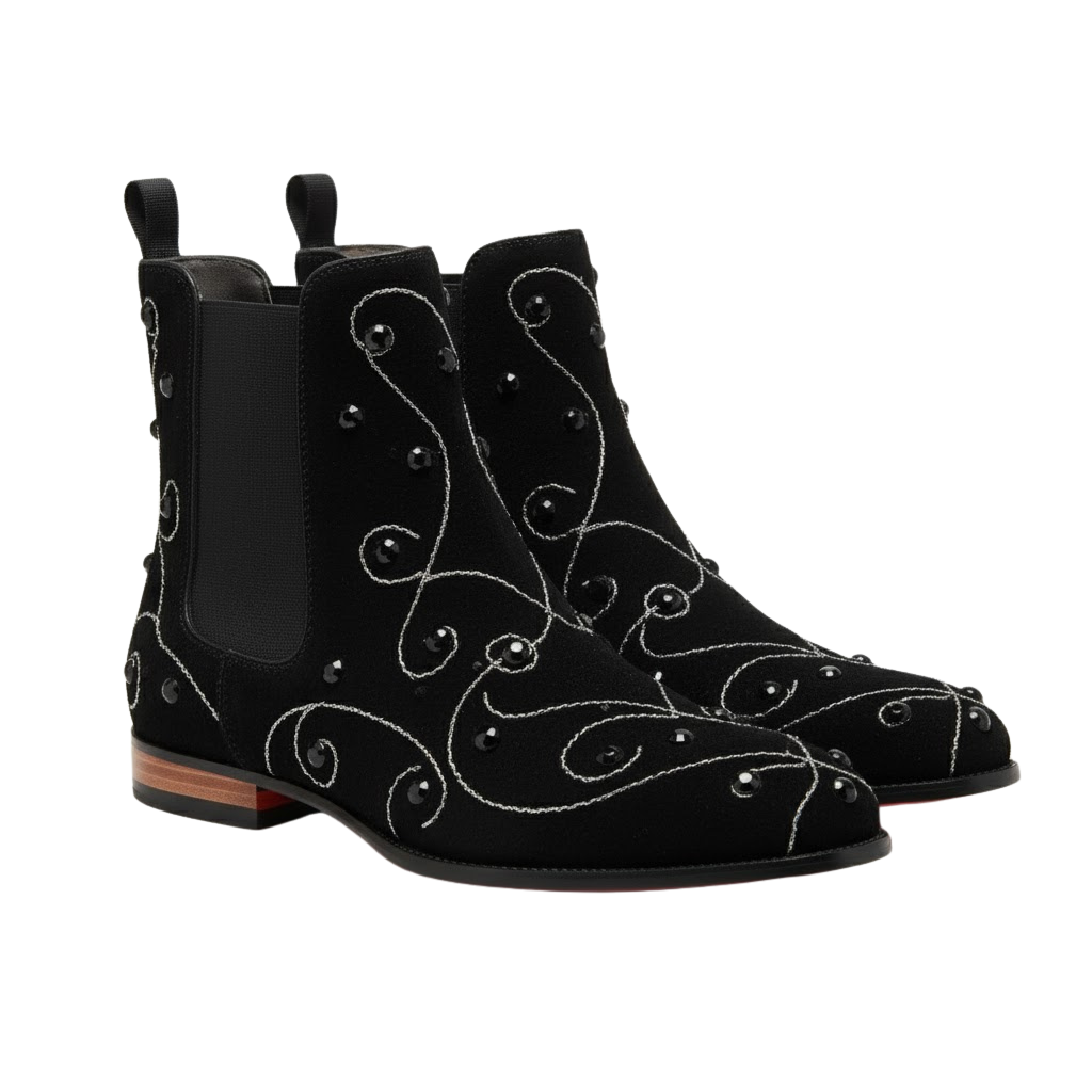 Milano Noir Embroidery Boot | Black