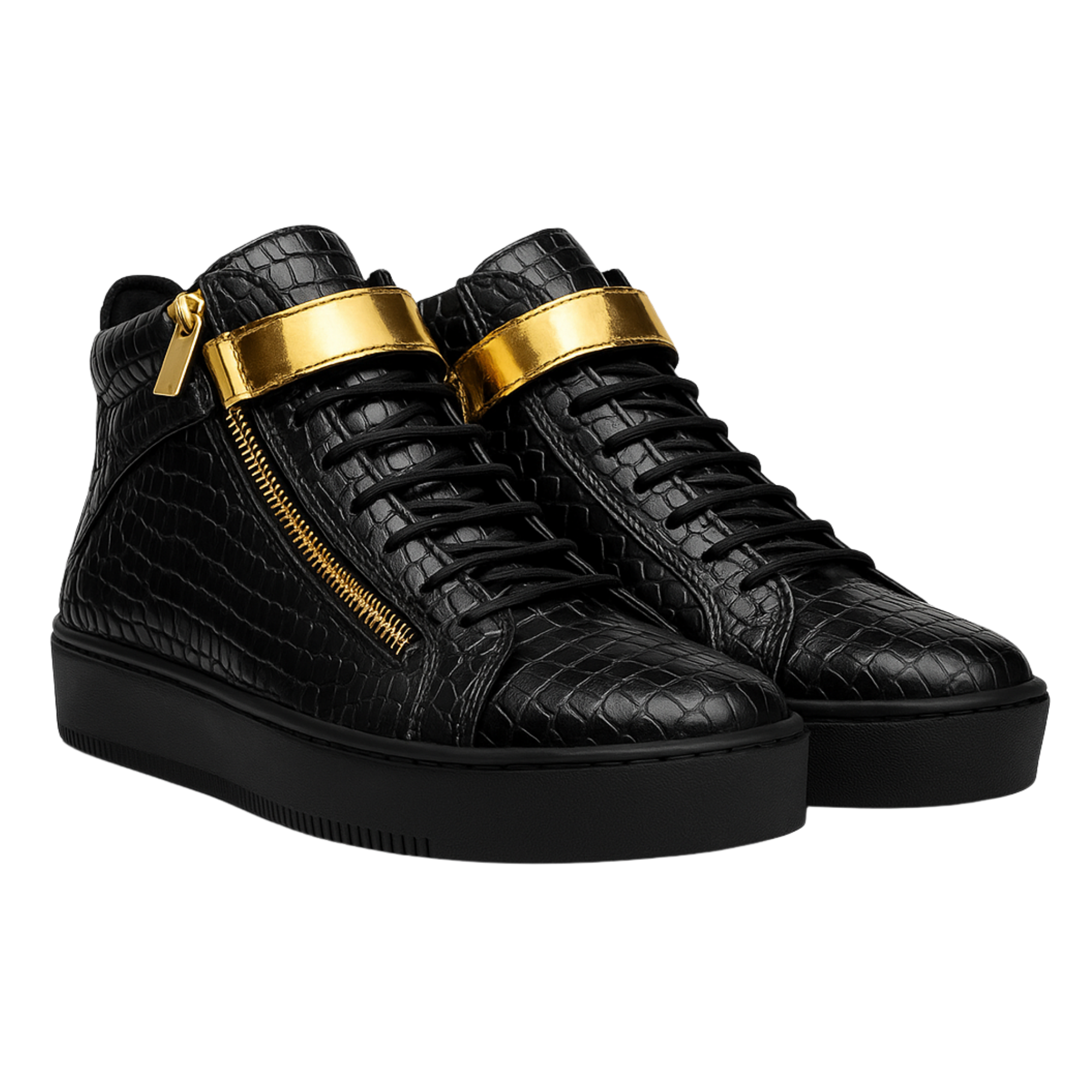 DON GALLO HIGH SNEAKER |CROCO BLACK