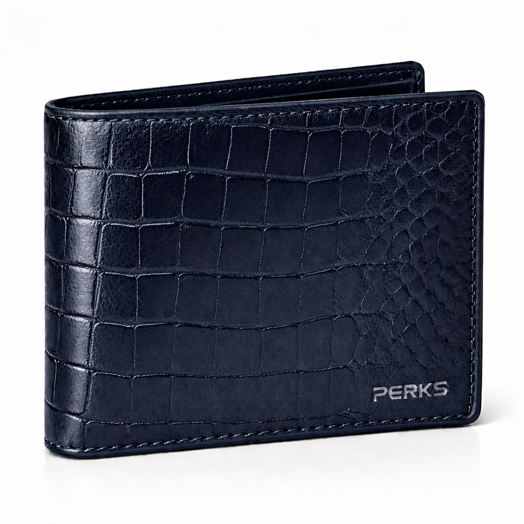CROCO LEATHER WALLET | BLUE