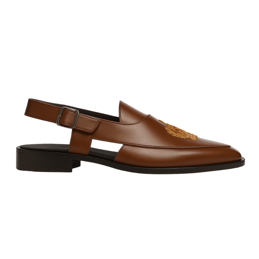 DEVIL EMBROIDERY SANDAL | BROWN