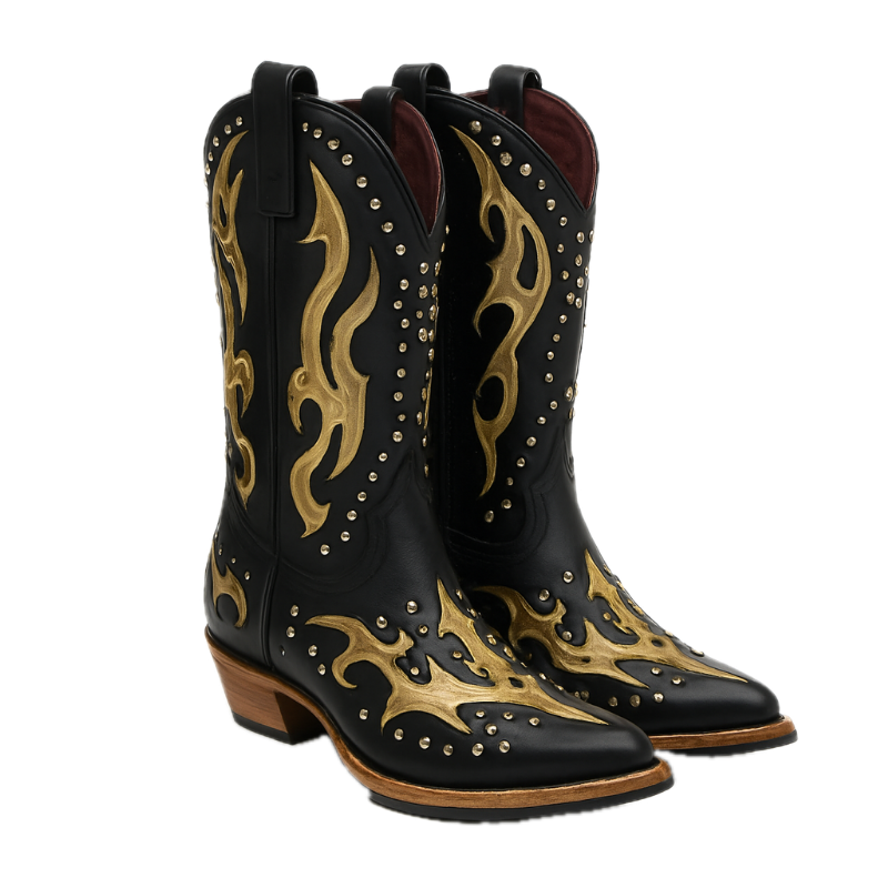 Bloodline Boot with Studs | Black/Golden