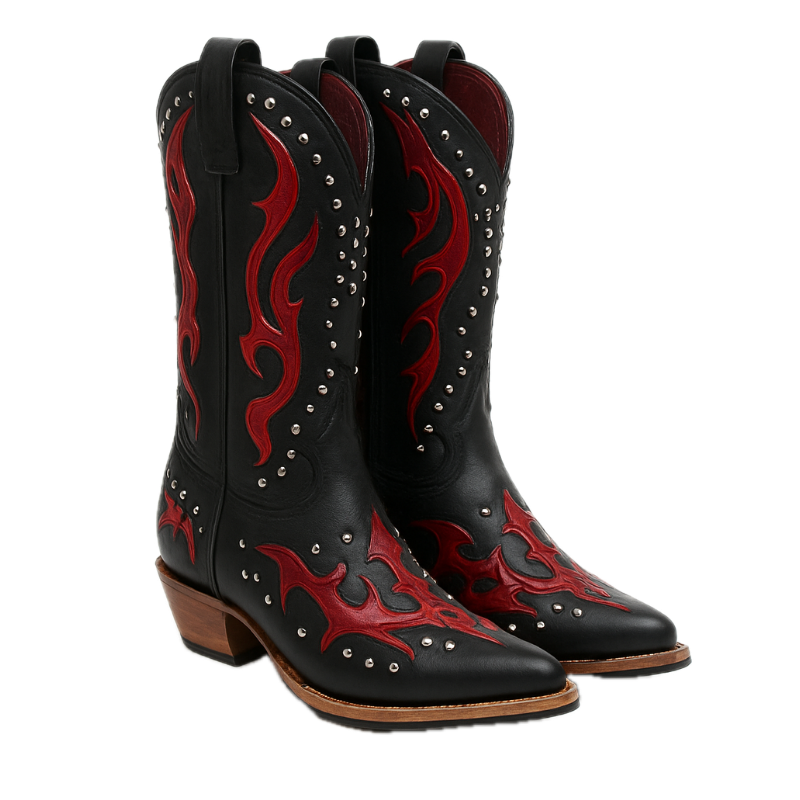 Bloodline Boot with Studs | Black/Red